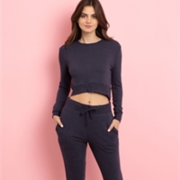 NWT Jogger / Crop Sweatshirt Set Navy - Picture 1 of 4